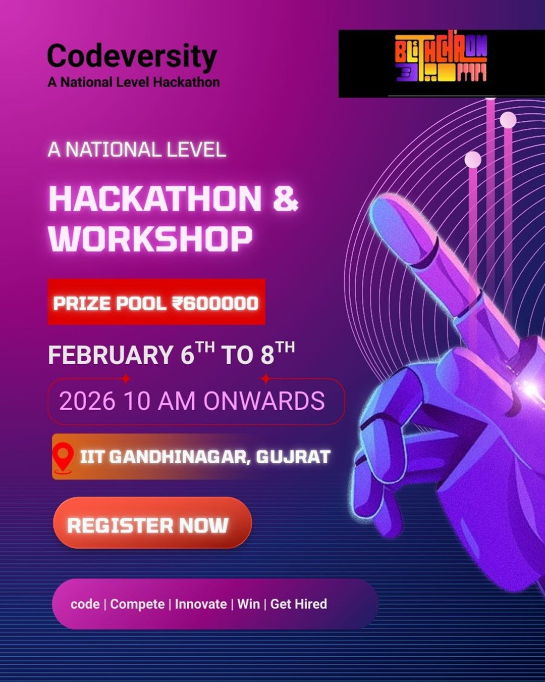 Codeversity National Hackathon 2026 At Iit Gandhinagar