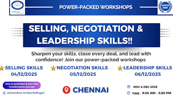 WORKSHOPS ON LEADERSHIP, SELLING & NEGOTIATION SKILLS IN CHENNAI